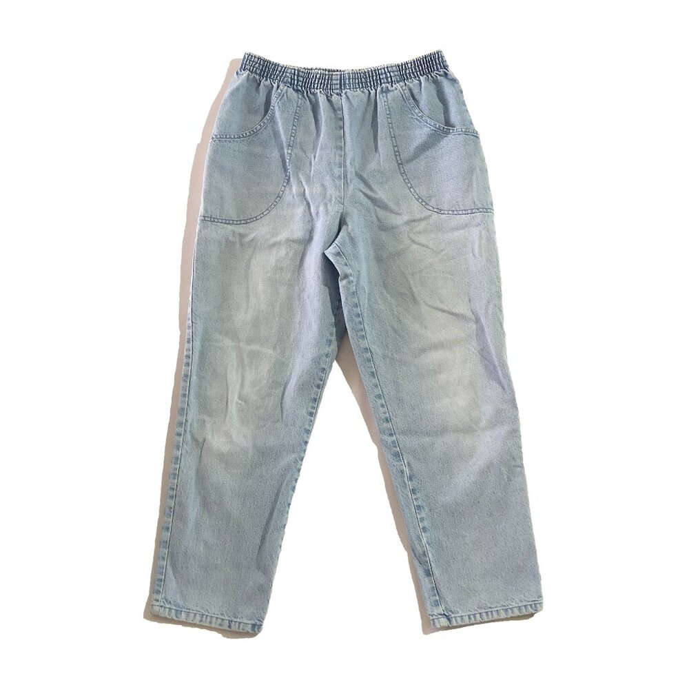 Vintage Briggs Womens 10P Pull-On Elastic Waist Pockets Capris Pants Denim Jeans